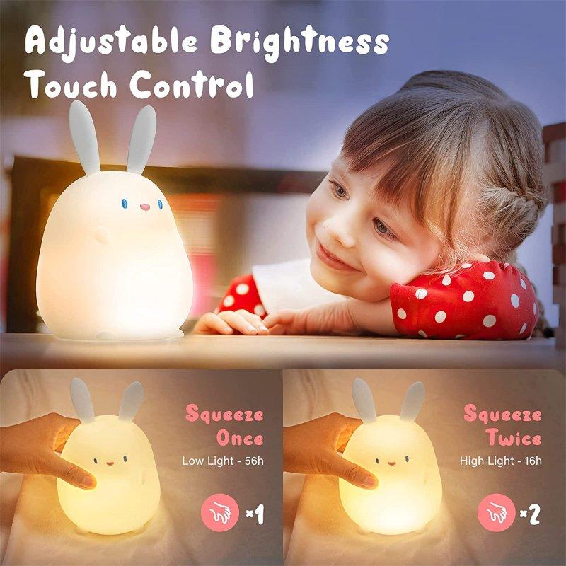 LED Night Lights |   Wholesale Silicone Led Bunny Lamp Rechargeable Touch Sensor Nursery Night Light With Timer Girls Birthday Gifts yellow light LED Lighting LED Night Lights