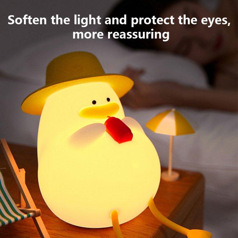 LED Night Lights |   Wholesale Cute Duck Night Light 3-level Brightness Adjustment Color Changing Timing Children Sleeping Lamp without Hat LED Lighting LED Night Lights