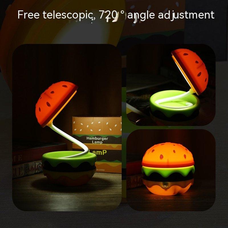 LED Night Lights |   Wholesale Kids Hamburger Desk Lamps With Adjustable Gooseneck Hose Rechargeable Dimming Touch Sensor Night Light Desk Accessories For Boys Girls Gifts Hamburger night light LED Lighting Hamburger night light