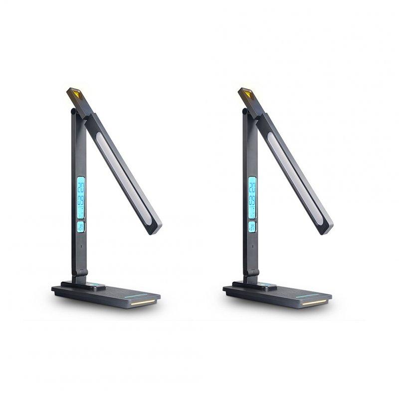 LED Night Lights |   Wholesale LED Desk Lamp with Wireless Charger Dual Lcd Display Multi-functional Smart Eye Caring Table Lamps Black US Plug LED Lighting Black US plug