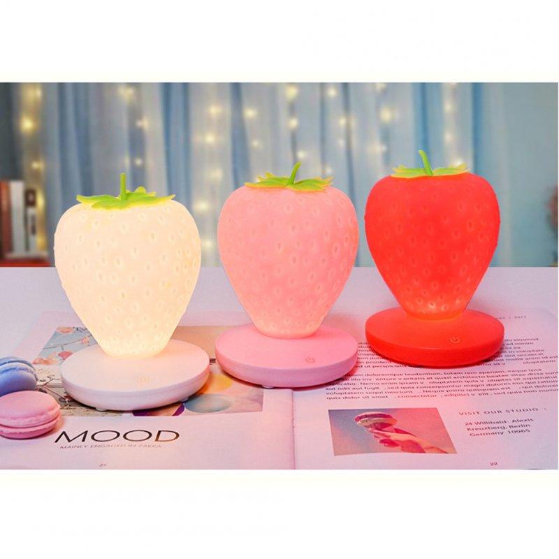 LED Night Lights |   Wholesale Led Night Light Strawberry Shape Usb Rechargeable Eye Protection Decorative Table Lamp For Bedroom Decor red LED Lighting LED Night Lights