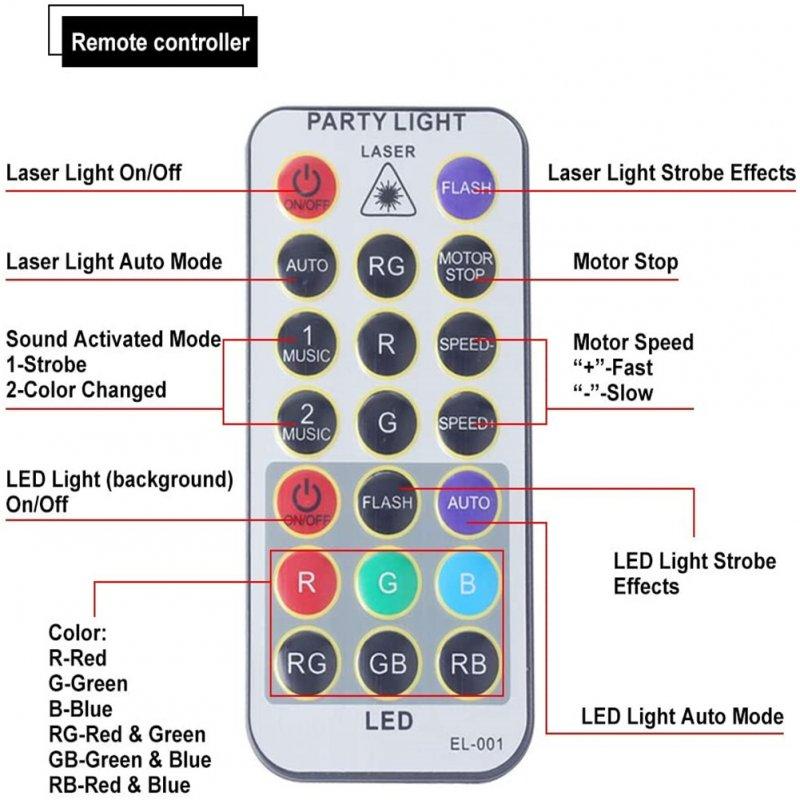 Special LED Lights |   Wholesale Disco Party  Lights Flash Stage Lamp Voice Control Multiple Modes Projector With Remote Control For Party Bar Birthday Wedding Holiday Event EU Plug LED Lighting EU plug