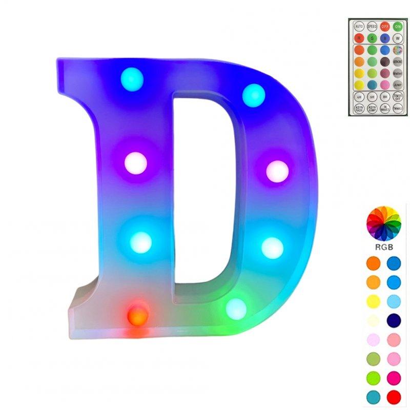 Special LED Lights |   Wholesale LED Letter Lights With Remote Control 16-color Luminous Letter Lamp Bar Sign Night Light For Wedding Party Christmas Decor D LED Lighting D